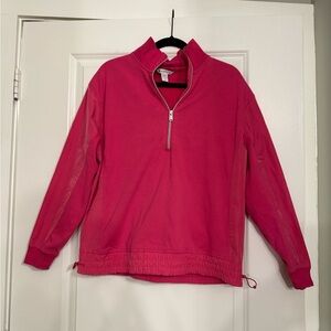 Athleta Triumph Hybrid Half Zip Sweatshirt in Vibrant Pink Size Small